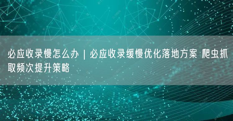 必应收录慢怎么办|必应收录缓慢优化落地方案 爬虫抓取频次提升策略