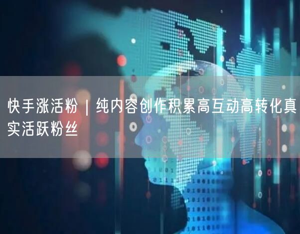 快手涨活粉｜纯内容创作积累高互动高转化真实活跃粉丝