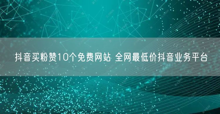 抖音买粉赞10个免费网站 全网最低价抖音业务平台