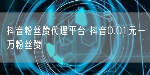 抖音粉丝赞代理平台 抖音0.01元一万粉丝赞
