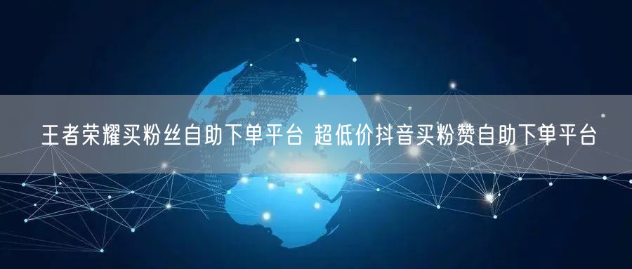 王者荣耀买粉丝自助下单平台 超低价抖音买粉赞自助下单平台