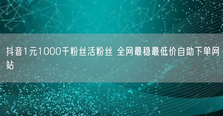 抖音1元1000千粉丝活粉丝 全网最稳最低价自助下单网站