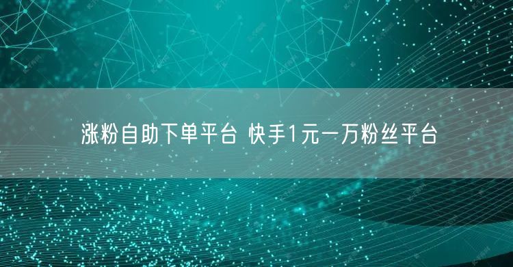 涨粉自助下单平台 快手1元一万粉丝平台