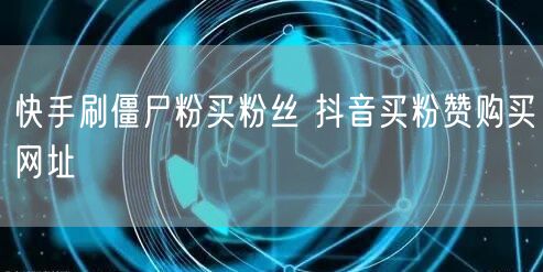 快手刷僵尸粉买粉丝 抖音买粉赞购买网址