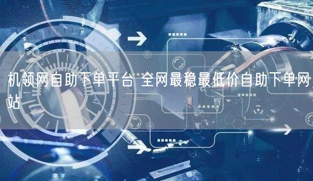 机领网自助下单平台 全网最稳最低价自助下单网站