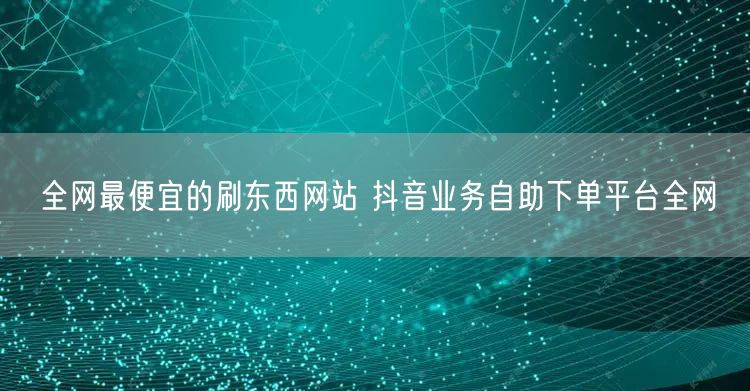 全网最便宜的刷东西网站 抖音业务自助下单平台全网