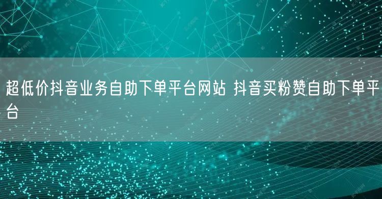 超低价抖音业务自助下单平台网站 抖音买粉赞自助下单平台