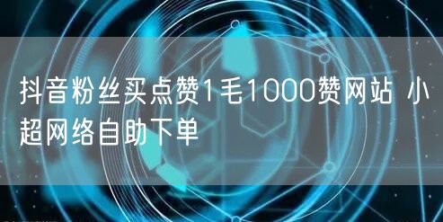 抖音粉丝买点赞1毛1000赞网站 小超网络自助下单